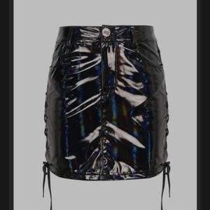 Devil Fashion Reva Skirt Rainbow Faux Leather - Size L-Xl